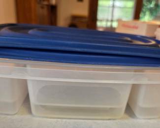 Tupperware Modular Mates Rectangular Container with Blue Lid, Divided Base