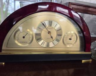 Bulova Quartz Desk Clock with Hygrometer and Thermometer