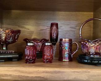 Vintage Carnival red glass pieces 