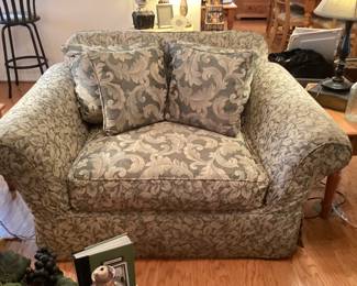 Chair & 1/2 Leaf pattern Sofa featuring road arms and cushion design slip covers