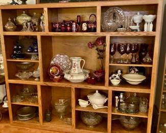 Large wood shelving unit