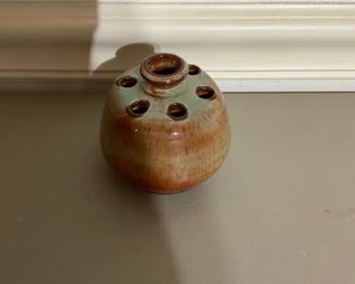 Pottery Vase & Flower Frog