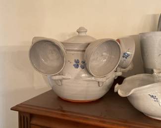 Pottery Soup Tureen and Bowls
