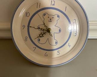 Pottery Teddy Bear Clock