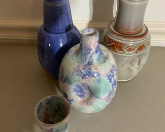 Pottery Decanters w/ Cups