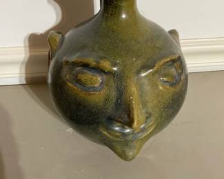 Pottery Face Jug with Lid