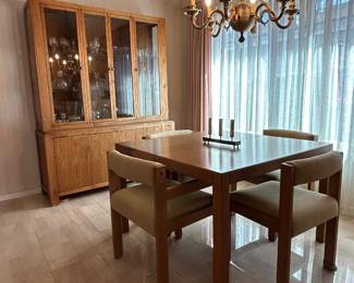 Custom 1970s Post Modern Style Dining Table and China Cabinet