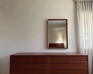 MCM Lowboy 8 drawer dresser with mirror (Top of dresser needs to be refinished) 