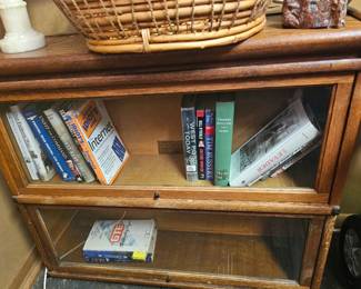 lawyers bookshelf with reading material 