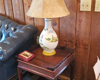 vintage lamp and side table 