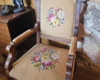 embroidered antique chair