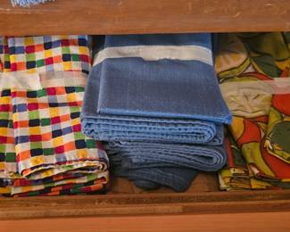 lots of retro linen and table clothes