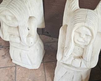 large, heavy concrete angels, vintage sold individually 