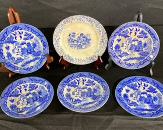 Vintage Porcelain Blue Willow Saucers Made In Japan