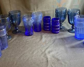Cobalt Glass And Plastic Cup Lot  Francesinho Coca Cola  
