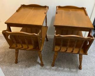 Vintage Wood Pair Of Side Tables