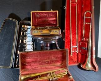 Vintage Piano Stool With Claw Feet And Instruments