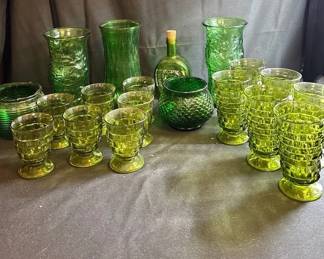 Green Cut Class Vases  Cups And Tumblers 