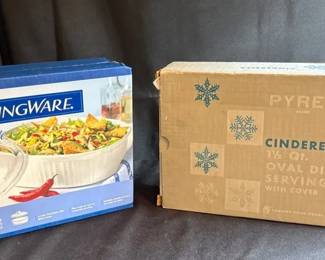 Corningware 2 Pc French White Oval Dish  Vintage Pyrex Cinderella Serving Dish  Snowflake 