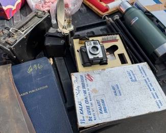 Kodak Brownie cameras, tripods.