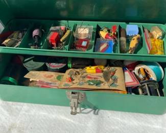 Vintage Fishing Lures In Tackle Box 
