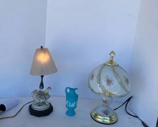 Two Vintage Lamps And A Vintage Avon Bottle