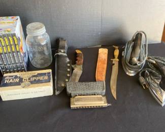 Vintage Knives,Irons, Harmonica And More