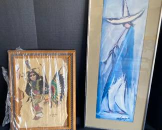 One DeGrazia Picture And One Bob Tail feathers Signed And Numbered Traditional Dancer