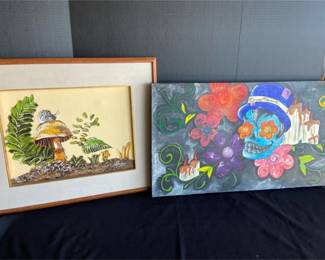Frank Walcutt Mushroom Landscape And A Day Of The Dead Painting On Canvas