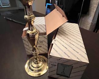 Baldwin Brass heavy brass candlesticks in box