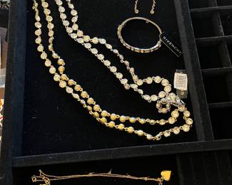 Givenchy rhinestone necklaces, earrings and bracelet -gold filled dainty necklaces