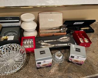 serving sets, crystal, silverplate