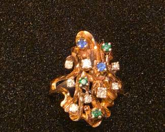 14K ring with assorted stones 