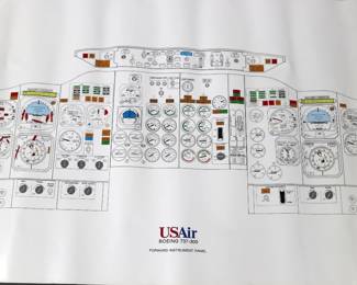 Boeing 737-300 Cockpit Control Panel Layout Poster USAir May 1990