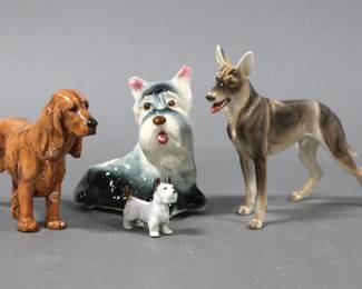 Many Porcelain Dog Figurines