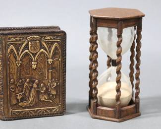 Vintage Hourglass and Leather Book/Cigarette Case