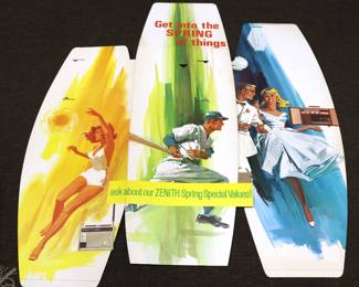 Original NOS Zenith Retailer Cardboard Window Display Boards