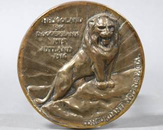 WWI British Bronze Plaque for the crew of the HMS Lion who won 3 naval battles against the German Navy.