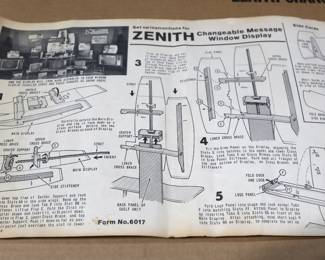 Original NOS Zenith Retailer Cardboard Window Display Instructions