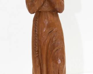Hand Carved Wooden Figurine of Monk