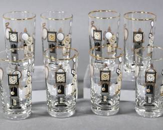 MCM-  Libbey "Timepieces" Set of 8