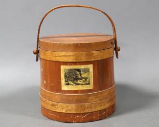 Firkin Sugar Bucket with Railroad Scene