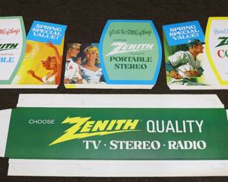 Original NOS Zenith Retailer Cardboard Window Display Boards