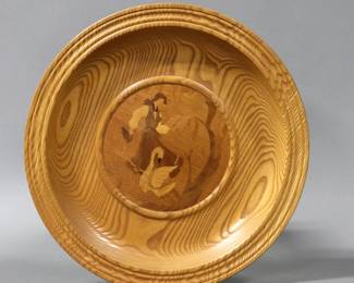 Beautiful Oak Bowl with Decorative Inlay - Wall Art