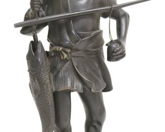 Japanese Bronze of Fisherman from Meiji Period