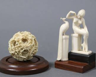 Chinese Puzzle Ball and Figurine