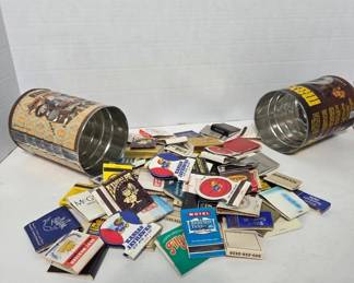 Vintage Coffee Cans With Matchbooks Assortment