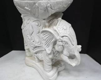 White Ceramic Elephant-Shaped Stand