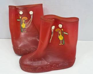 Red Children’s Rubber Boots With Big Bird