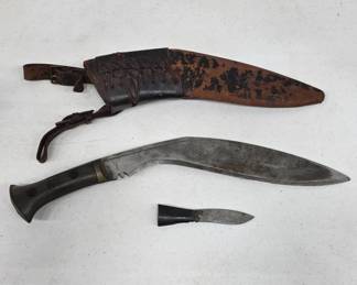 Wood-Handled Kukri Knife with Scabbard